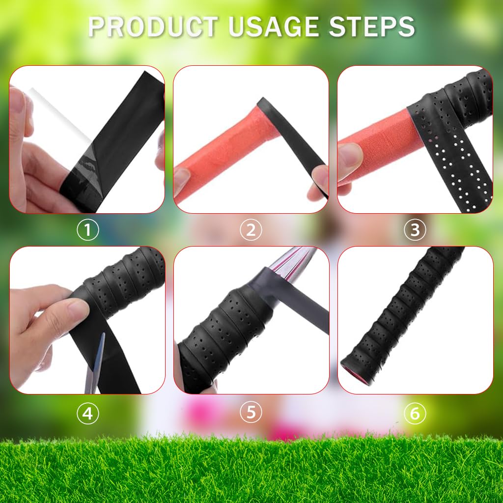 Proberos Tennis Racket Overgrip Set for Racket Sports with 3.6ft x 25mm PU Tape | Anti Slip Sweat Absorption