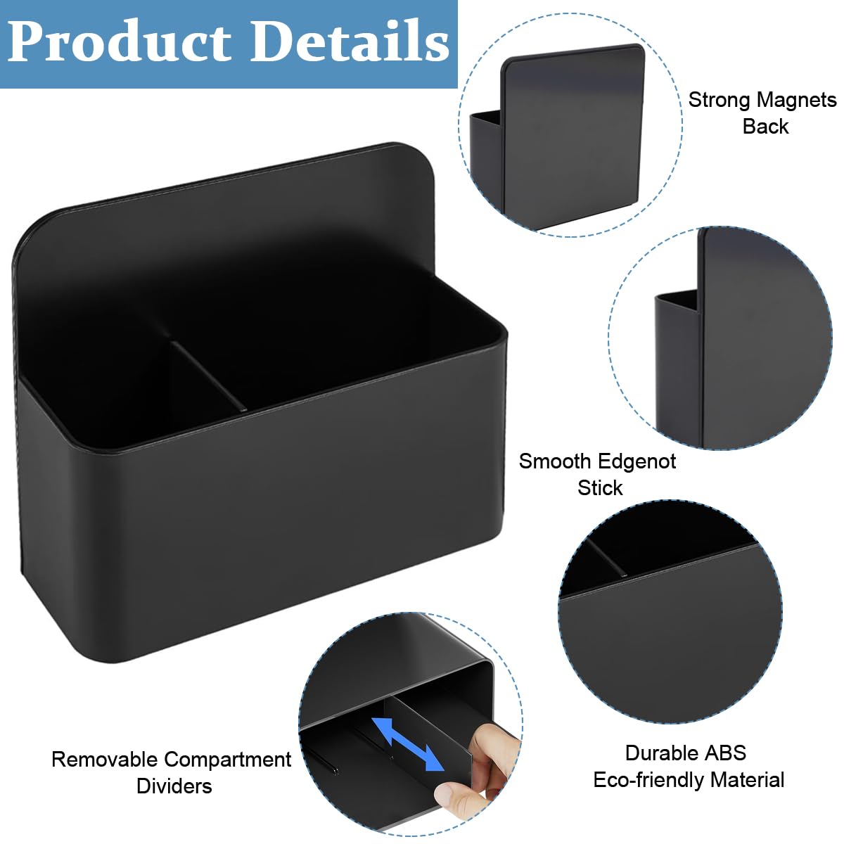 Climberty Magnetic Pen Holder 2 Pack for Refrigerator and Whiteboard featuring Adjustable Dividers