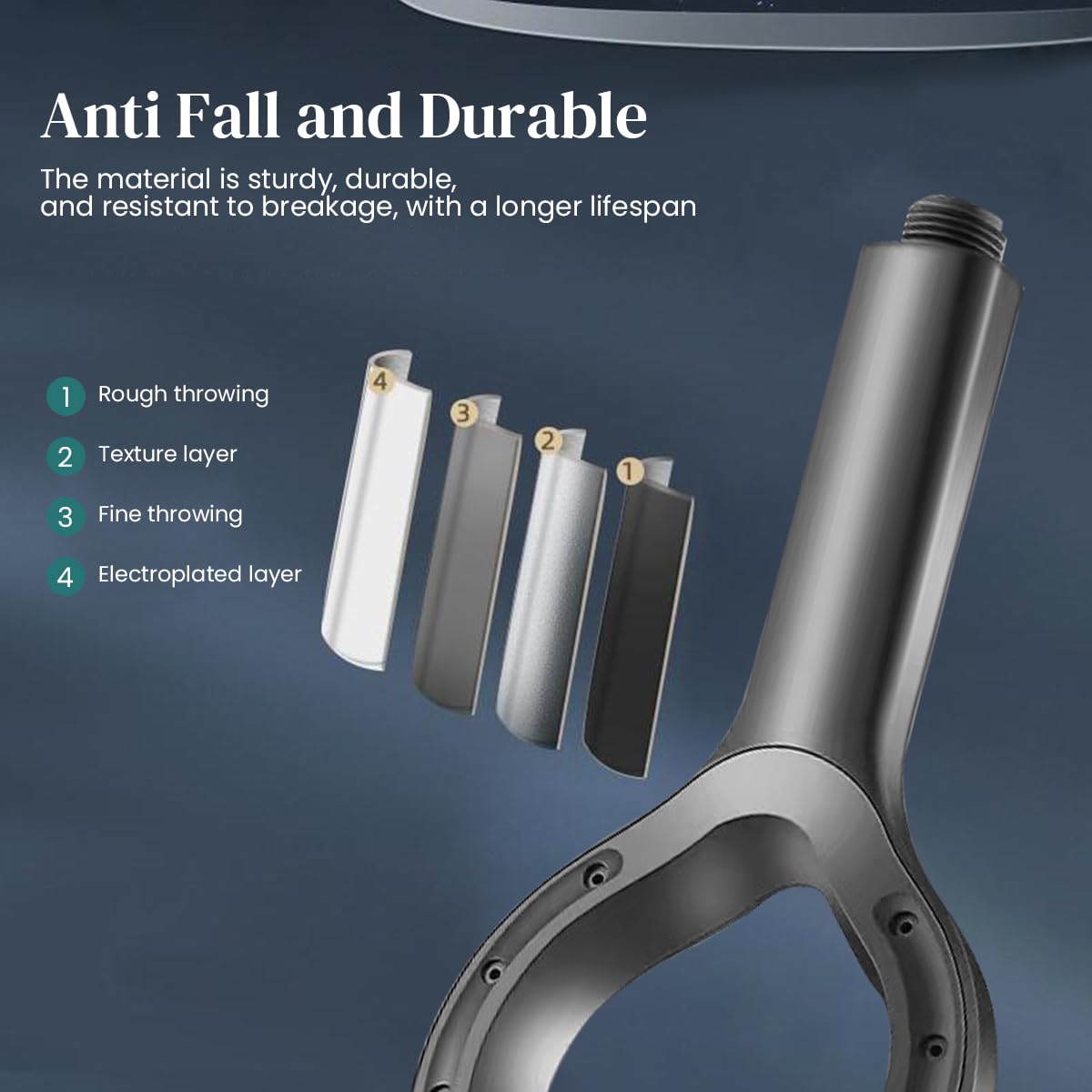 HASTHIP Handheld Shower Head with 8 Hole Pressurized Mist Spray for Refreshing Showers | ABS Construction