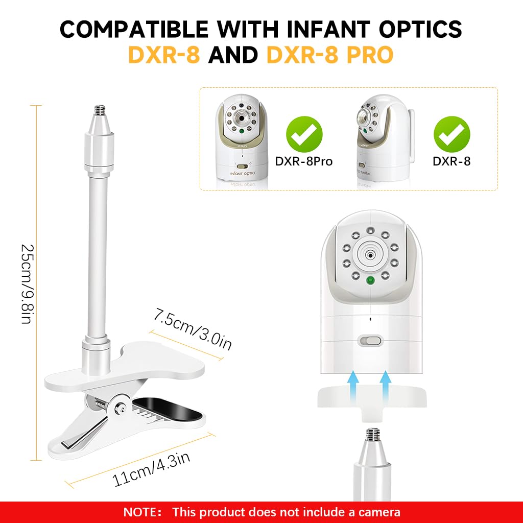 ZORBES Baby Monitor Clip Camera Mount for Cribs with 9.8 in Flexible Gooseneck | 1/4 inch Thread