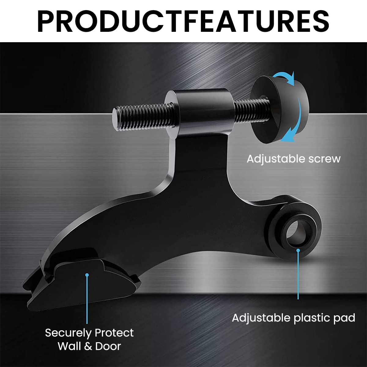 HASTHIP Door Stopper for Home with Adjustable Hinge Pin 2pcs 2-1/2x1-3/4 Black | Rubber Bumper