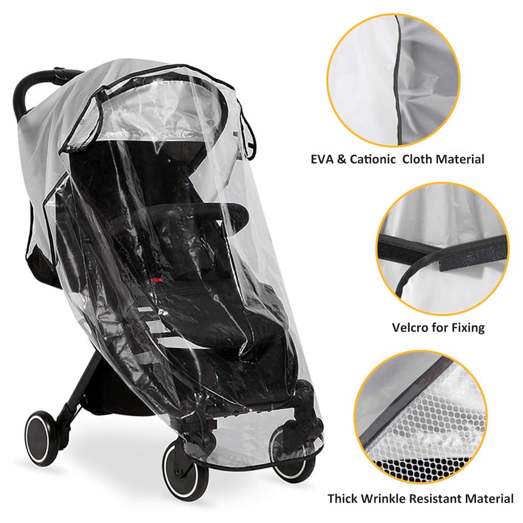 SNOWIE SOFT® Baby Stroller Rain Cover Universal Waterproof Windproof Rainproof EVA Stroller Cover for Winter with Breathable Air Vent, Stroller Cover Protect from Sun Dust Snow, Stroller Accessories