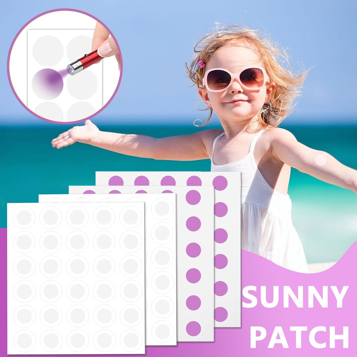 HANNEA® Sunscreen Applicator, Sunscreen Patches Reminder, Uv Patches For Sunscreen, Sunscreen Dots Uv Stickers, 120PCS Sunburn Alert Patches