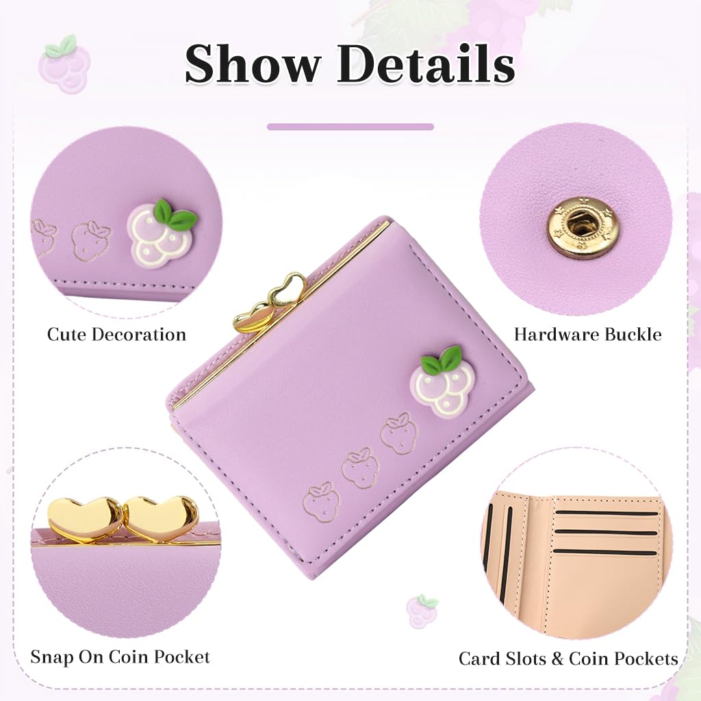 Zibuyu Card Holder Wallet for Women featuring Heart Photo Window 11x8cm | Purple PU Purse