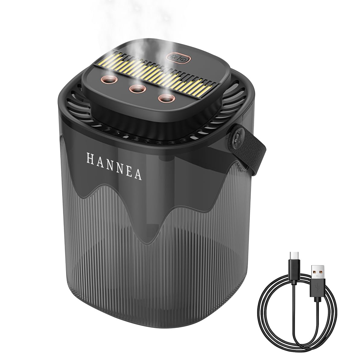 HANNEA® 3L Cool Mist Humidifier with 3 Mist Outlet LED Quiet Humidifier Room Aromatherapy Humidifier Fashion Handle Design, Smart Auto Off Cool Mist Humidifier for Living Room, Bedroom, Office