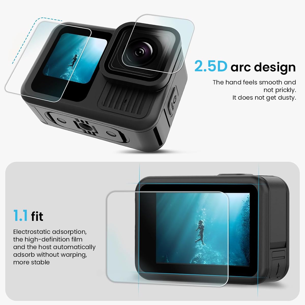 ZORBES Screen Protectors for GoPro HERO 13 with 9H Tempered Glass and HD Anti Glare | 3PCS Set