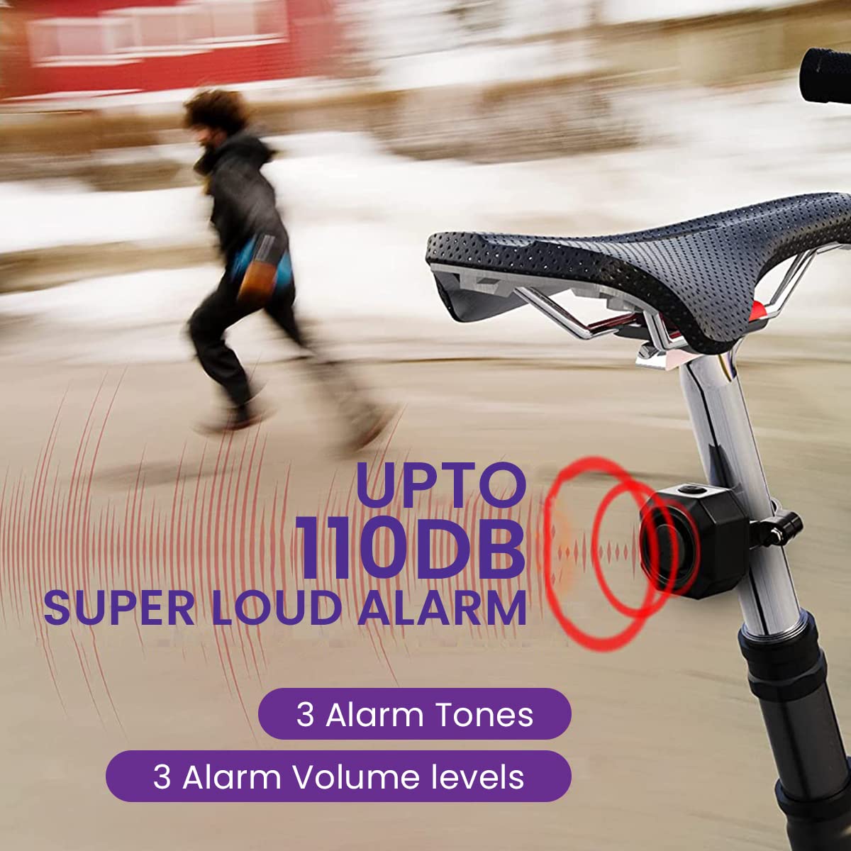 STHIRA Bike Alarm System for Motorcycles and Bicycles with 113dB Siren and 700mAh Rechargeable Battery | IPX5 Waterproof Remote-Control Security