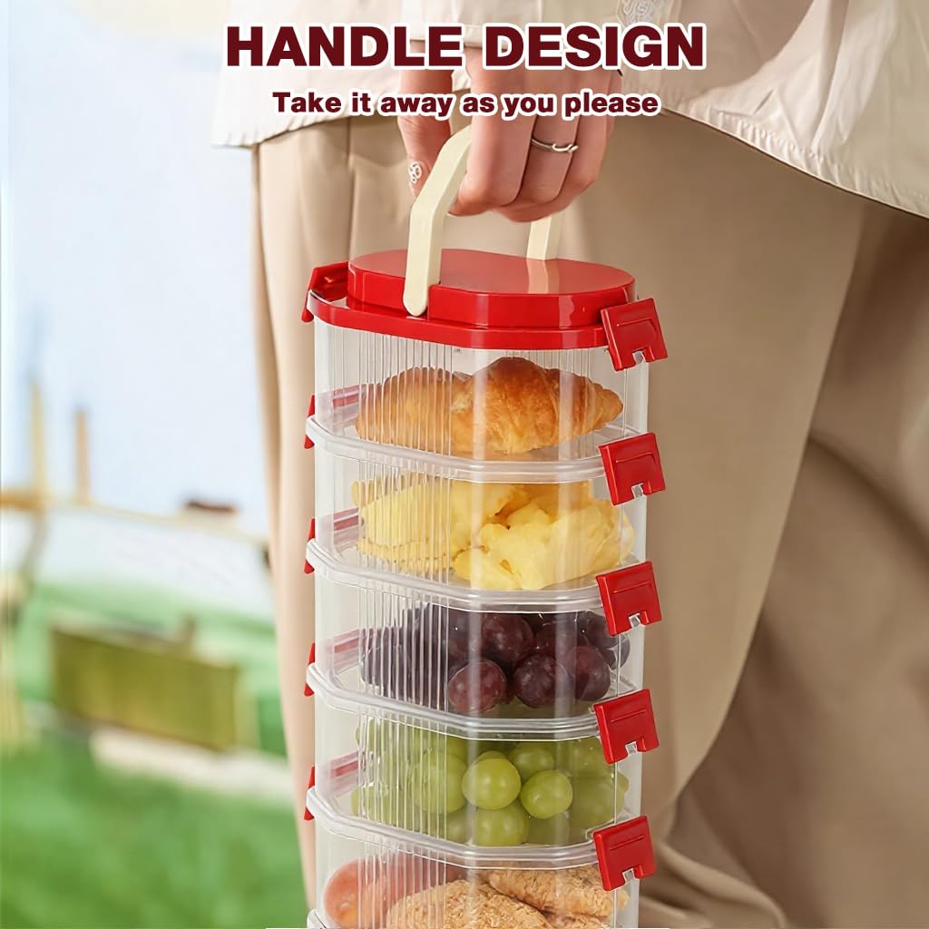 Supvox Stackable Spice Storage Box for Kitchen Organization with Flip Lock Lids and 5 Layer BPA Free Design | Leakproof Freezer Safe Containers