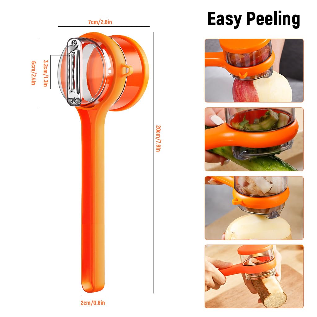 Supvox Kitchen Peeler with Peel Collection Bin featuring Stainless Steel Blade and Ergonomic Handle