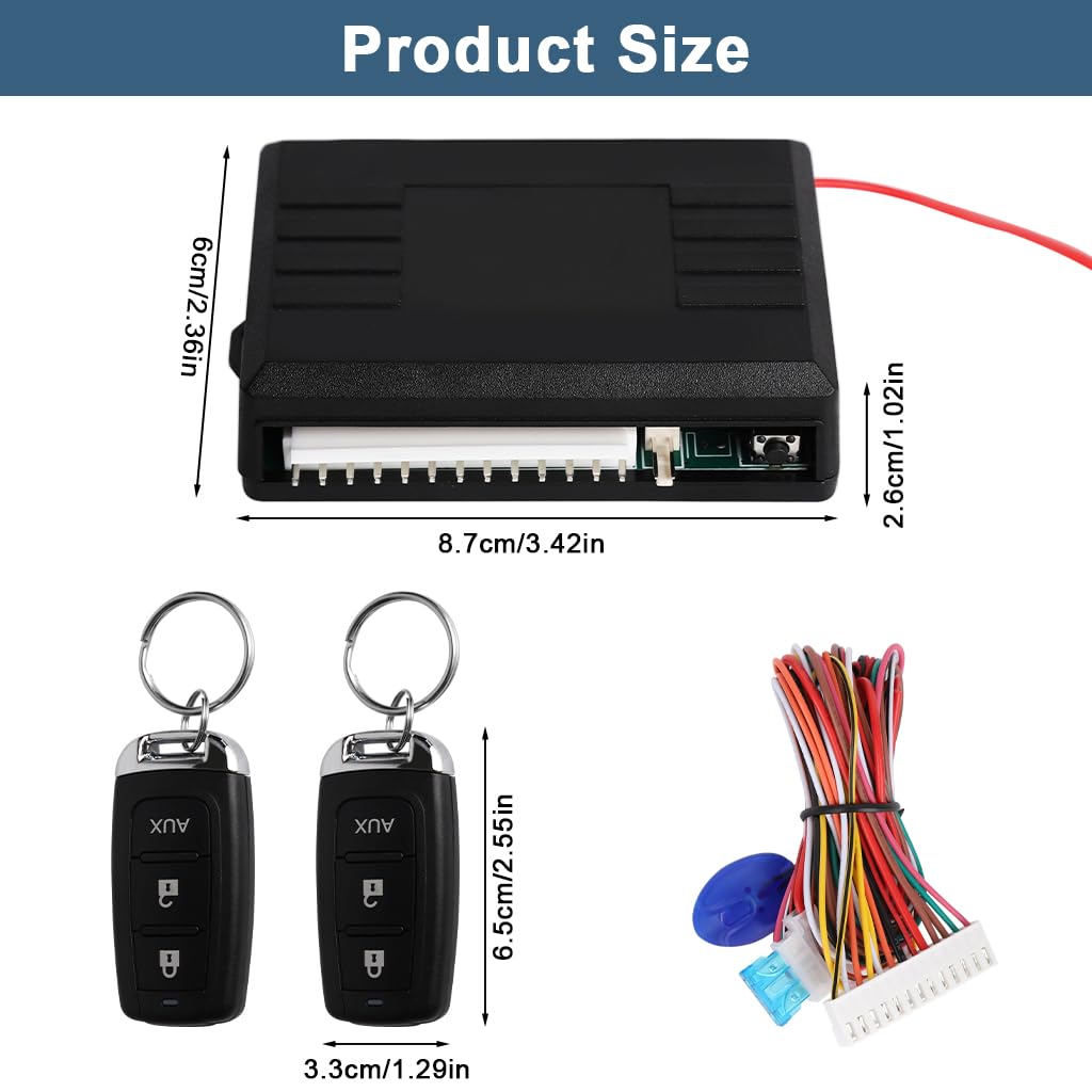 STHIRA Keyless Entry System for 12V Cars with Dual Remote Keys and Complete Wiring Kit