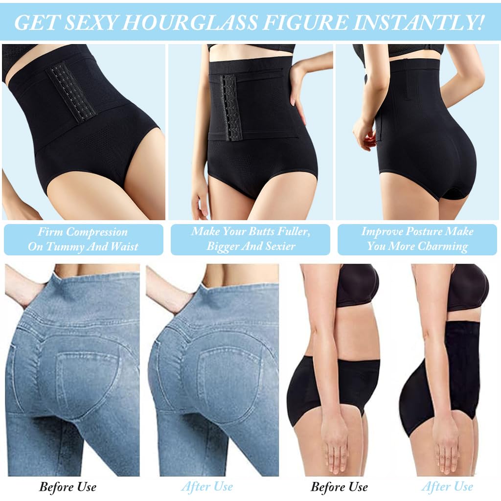 PALAY Shapewear Tummy Control Panties for Women with 3 Row Buckle Design & Neoprene Material | XL Plus Size Body Shaper for Postpartum Recovery