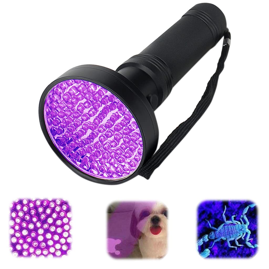 Qpets® 100 LEDs UV Torch Light, UV Flashlight Black Light UV Light Torch for Pet Urine Detection, Blacklight Detector for Dog Urine, Pet Stains, Bed Bug on Carpet/Rugs(Without Battary)