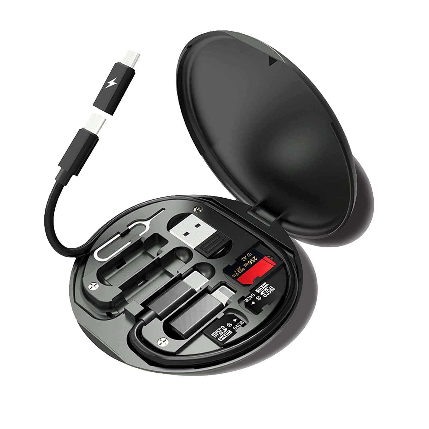 ZORBES USB C to USB C Cable Adapter Kit for Data Transfer and Charging with 60W Output | Includes Lightning and Android Adapters and SIM Card Storage Box