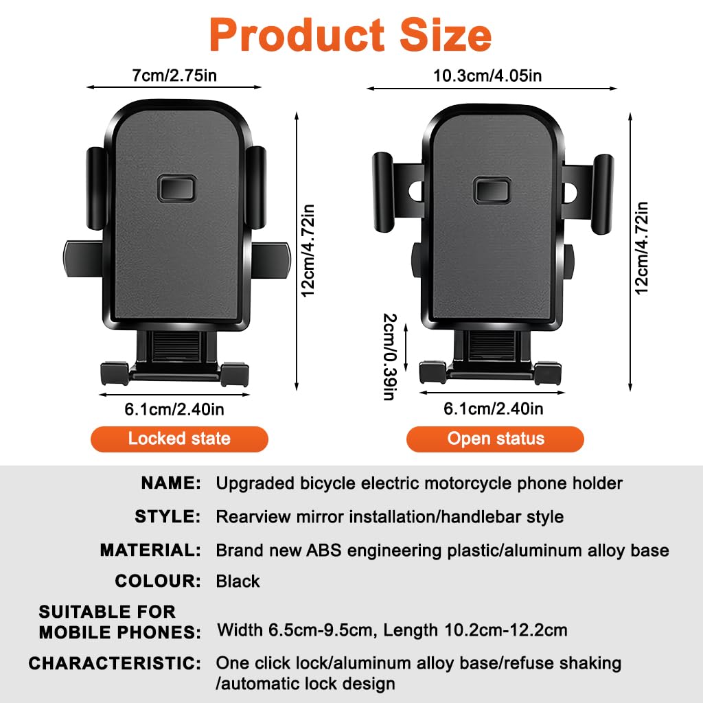 STHIRA Handlebar Phone Holder for Bike and Motorcycle featuring 4 Claw Grip fits 4.7–7.1 in phones