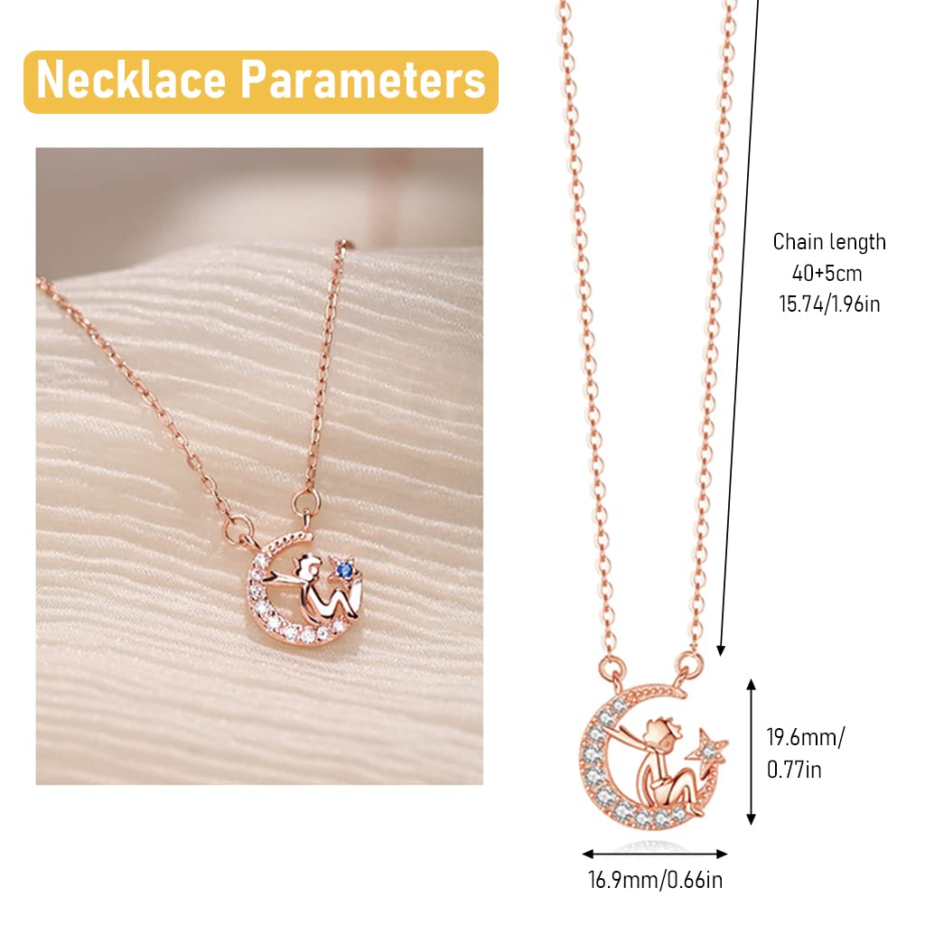 SANNIDHI Necklace for Women featuring 16.9×19.6mm Little Prince Pendant in Rose Gold | Gift Box
