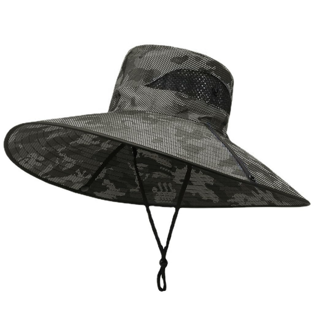 GUSTAVE Hat for Men with 15cm Wide Brim and Flip Up Design for Fishing & Hiking | Camouflage