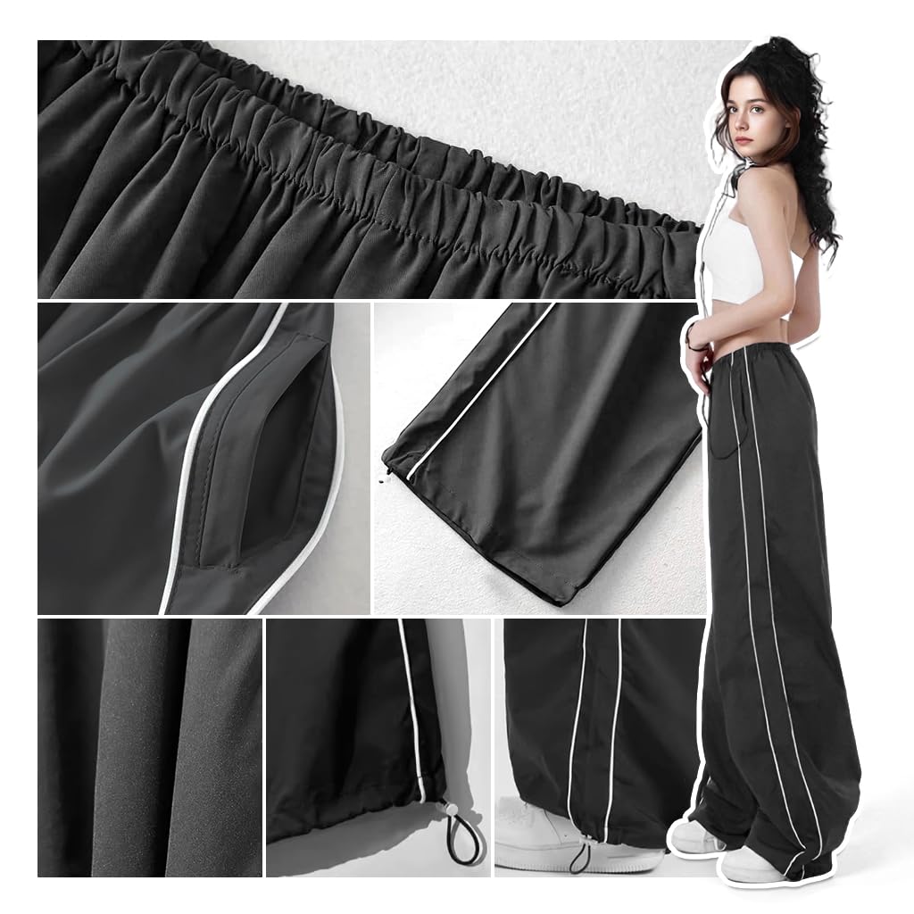 SANNIDHI Womens Wide Leg Sweatpants for Lounge and Workout featuring Quick Dry Polyester | Casual Baggy Joggers with Elastic Waistband and Pockets