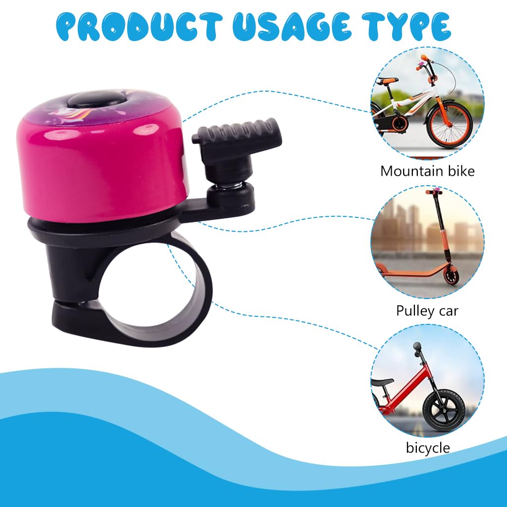 Proberos Kids Bicycle Bell for 22mm Handlebars with Screw-Mounted Design and Loud Ring | Unicorn Cartoon Style