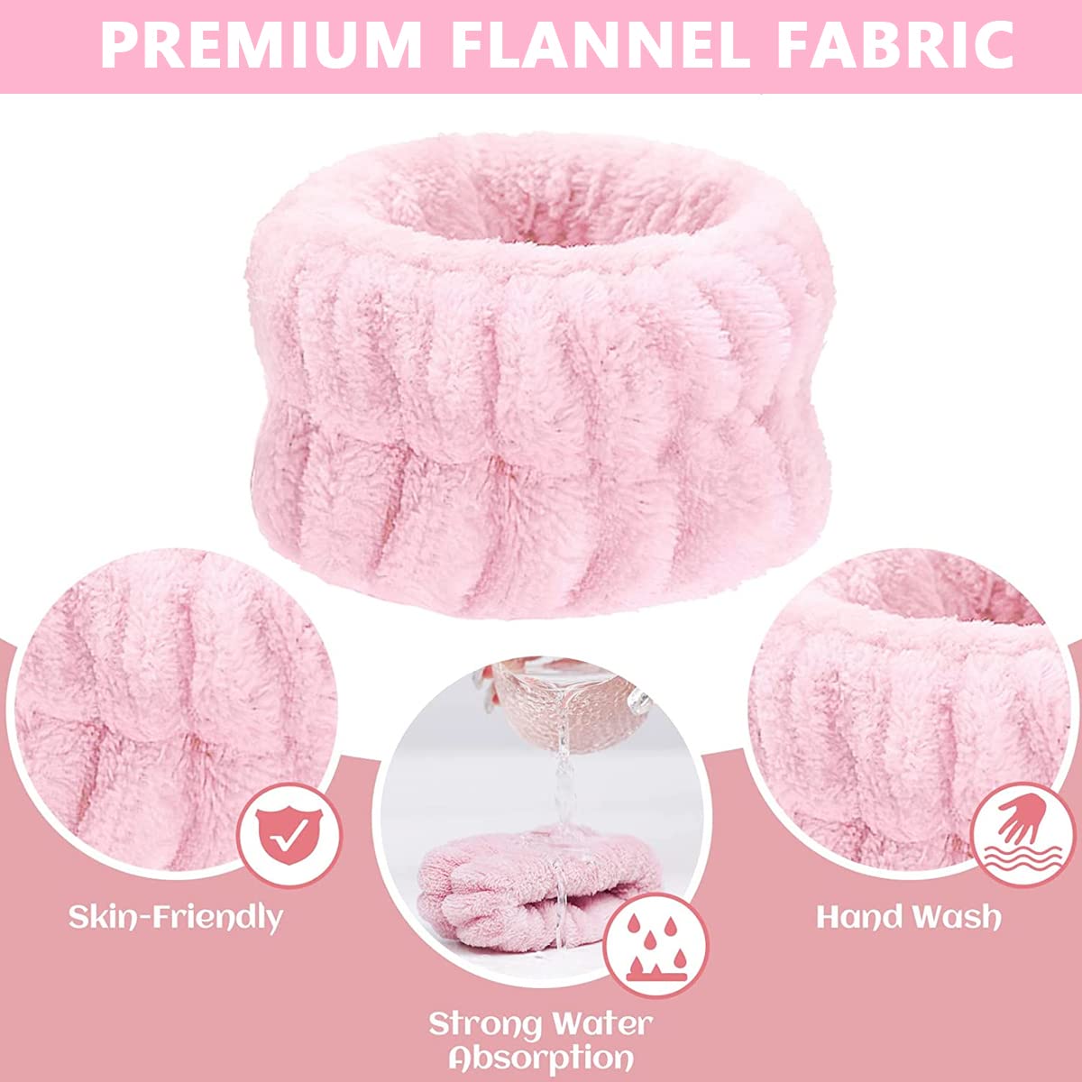 MAYCREATE Wrist Washband for Face Washing with Absorbent Microfiber Fabric Blue and Pink | 2 Pairs for Women and Girls