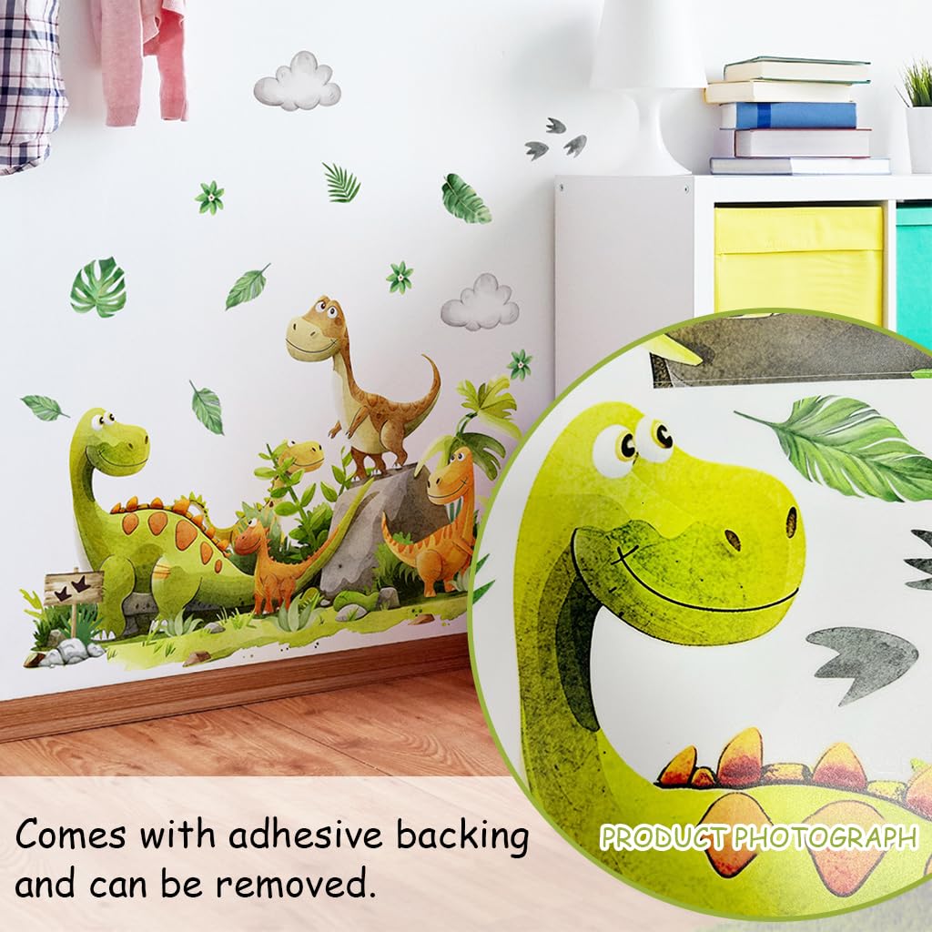 SNOWIE SOFT® 2 Sheet Cartoon Wall Stickers for Kids Room Nursery Room Bedroom Self-adhesive Cartoon Dinosaur Charming Stickers PVC Wateproof Wall Decorative Stickers, 30x60cm