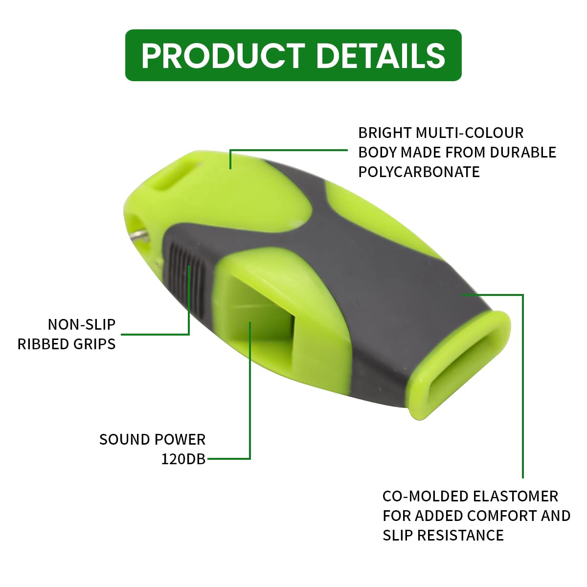 Proberos Whistle for Sports Coach with 120 dB High Sound and Dual Side Air Vents | ABS Plastic