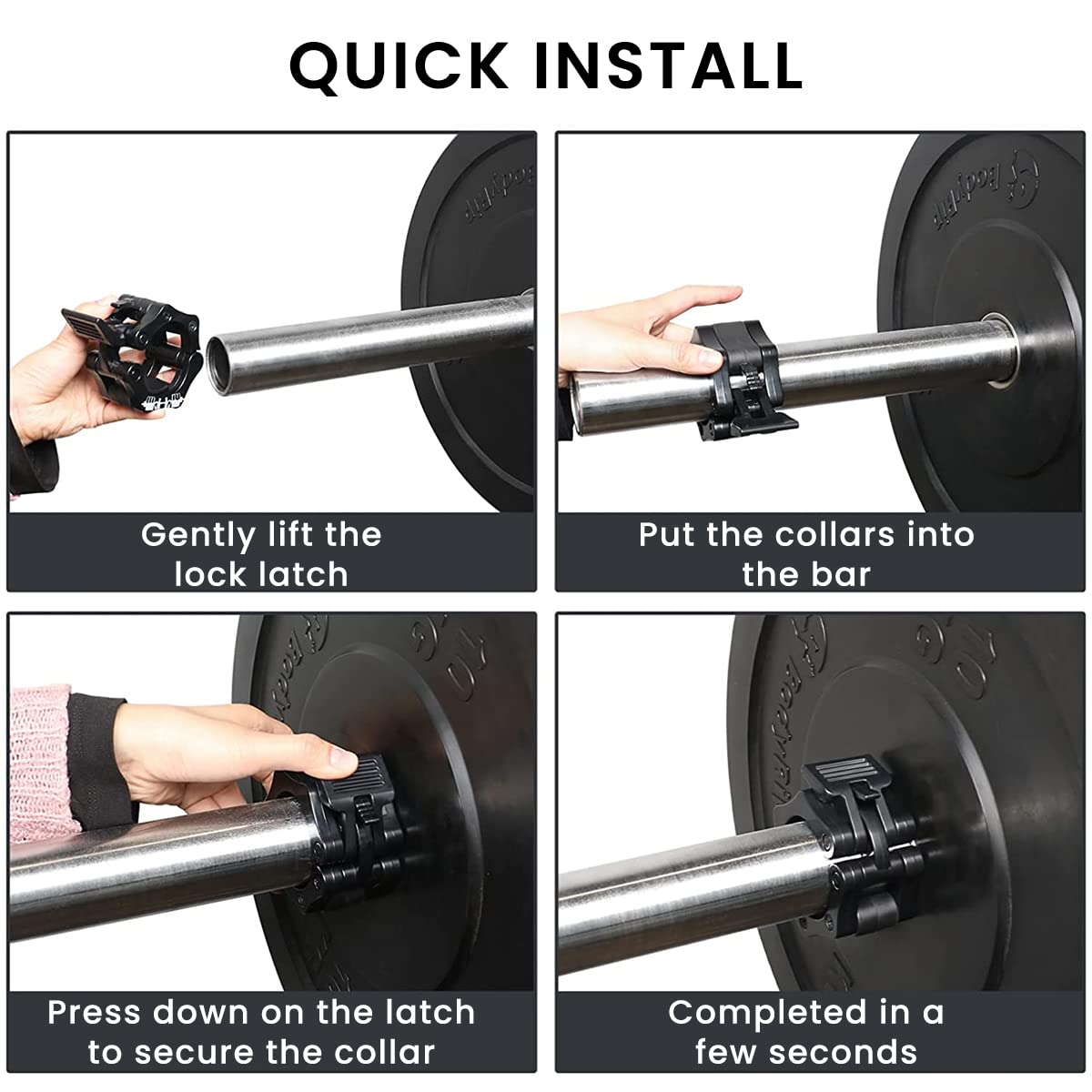 Proberos Barbell Collars for Secure Weightlifting with Quick Release Nylon Lever | 50mm ABS Locks