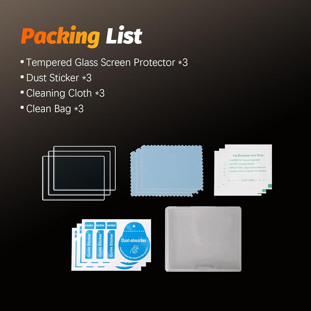ZORBES® Compatible with 360 X4 Air, Action Camera Screen Protector 9H Hardness HD Clear Tempered Glass, Bubble Free Application, Protective Film for Action Camera Display, Pack of 3