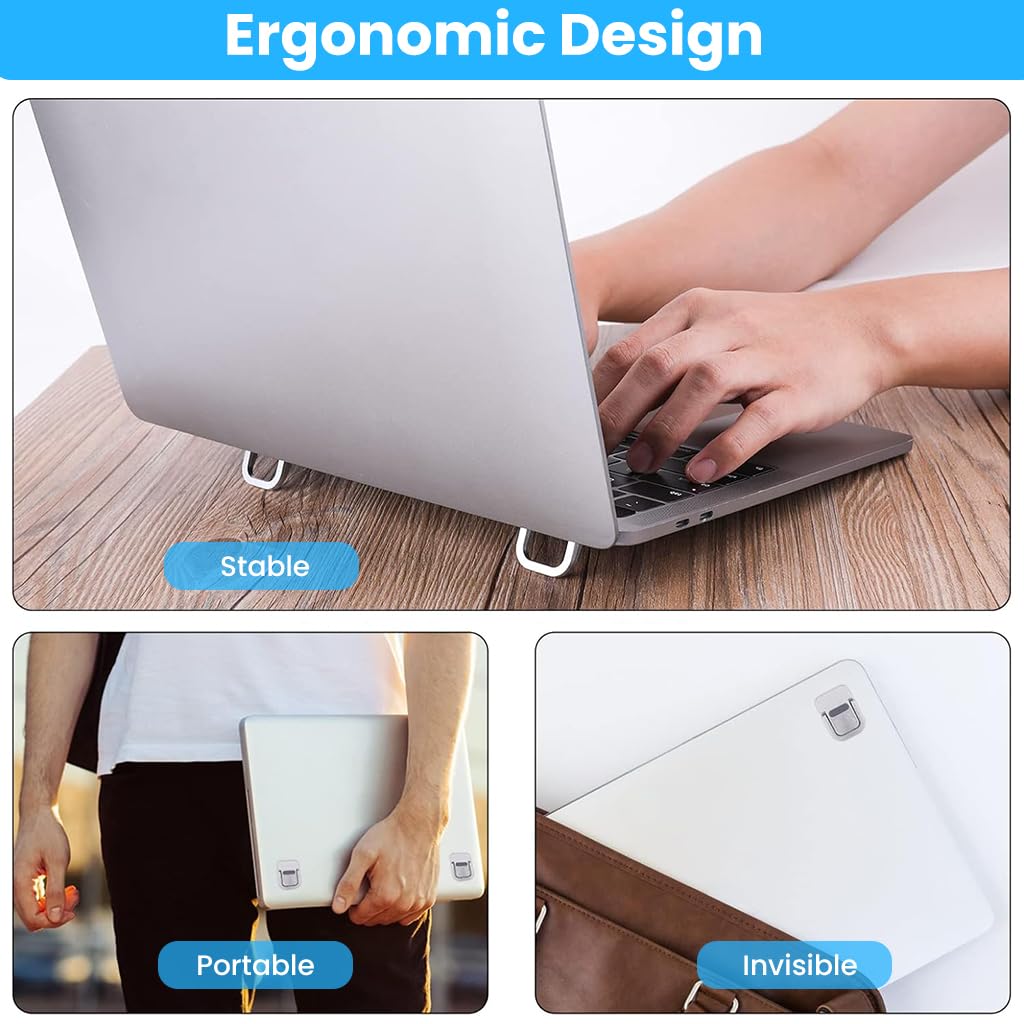 ZORBES Mini Laptop Riser Stand for Ergonomic Typing with 2pc Self Adhesive Design | Aluminum Alloy Cooling Support