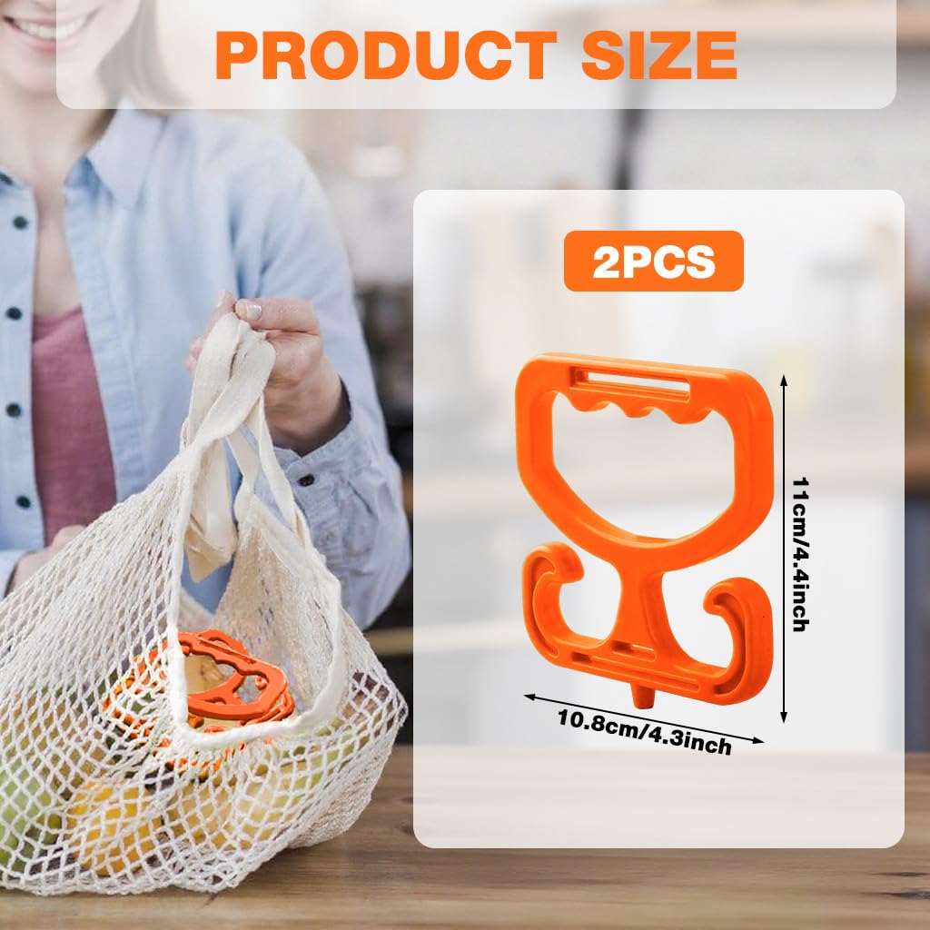 HASTHIP Shopping Bag Handle for Carrying Multiple Bags with Dual Hooks and 100lbs Capacity | Orange