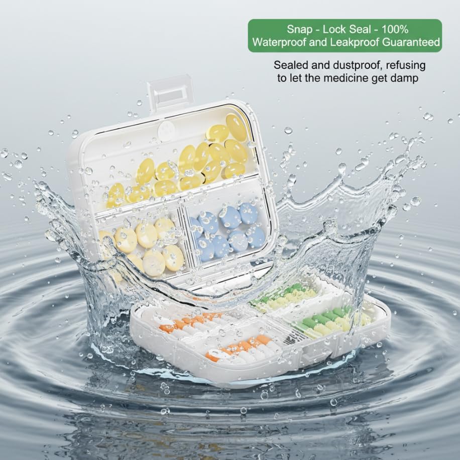 ZIBUYU 7 Day Pill Organizer with Snap Lock Leakproof Design for Daily Medication Storage