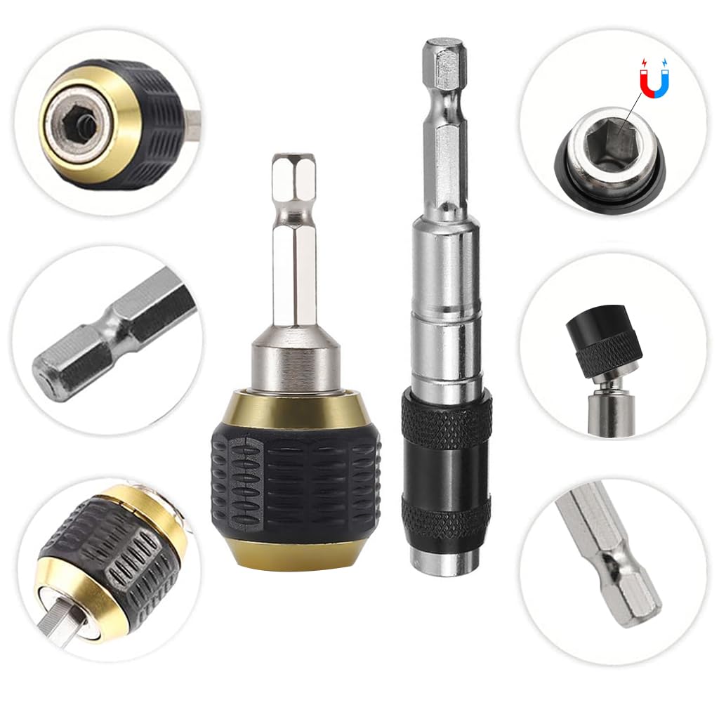 Serplex Flexible Drill Bit Extension Set 4PCS with 60mm 1/4 inch Hex Shank | Quick Release Adapter