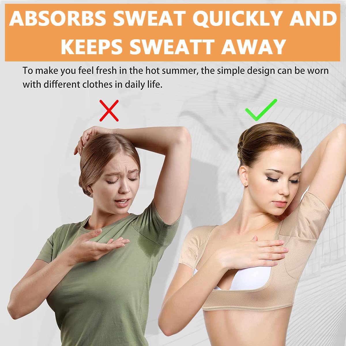 HANNEA Underarm Sweat Vest for Women with Washable Padded Armpit Guard | 2PCS M Size