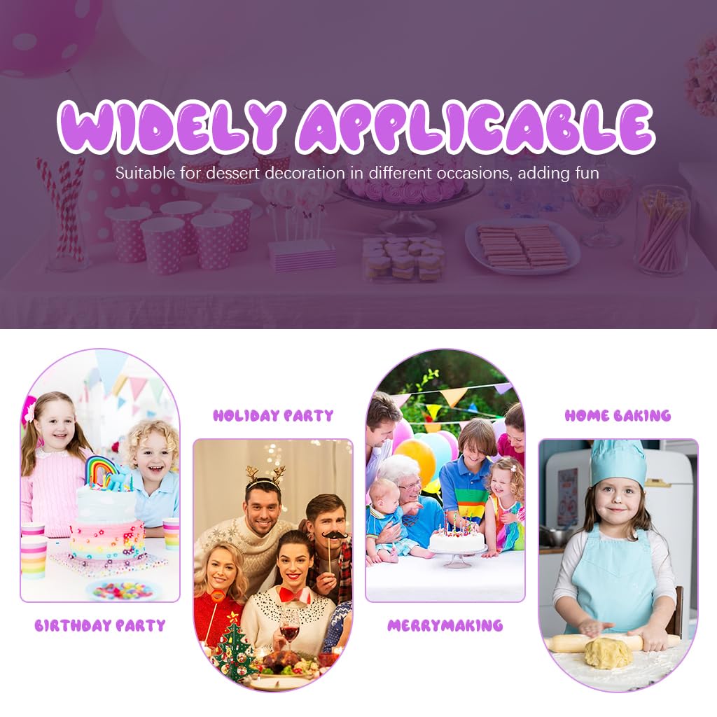 HASTHIP Cake Toppers Set 18Pcs for Birthday and Shower Parties featuring Silicone Characters and Rainbow Balloons