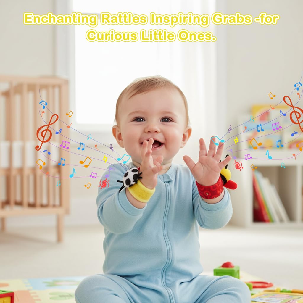 SNOWIE SOFT Hanging Toy for Newborns featuring Squeaky Rattle and Mirror | Soft Plush Sensory Play