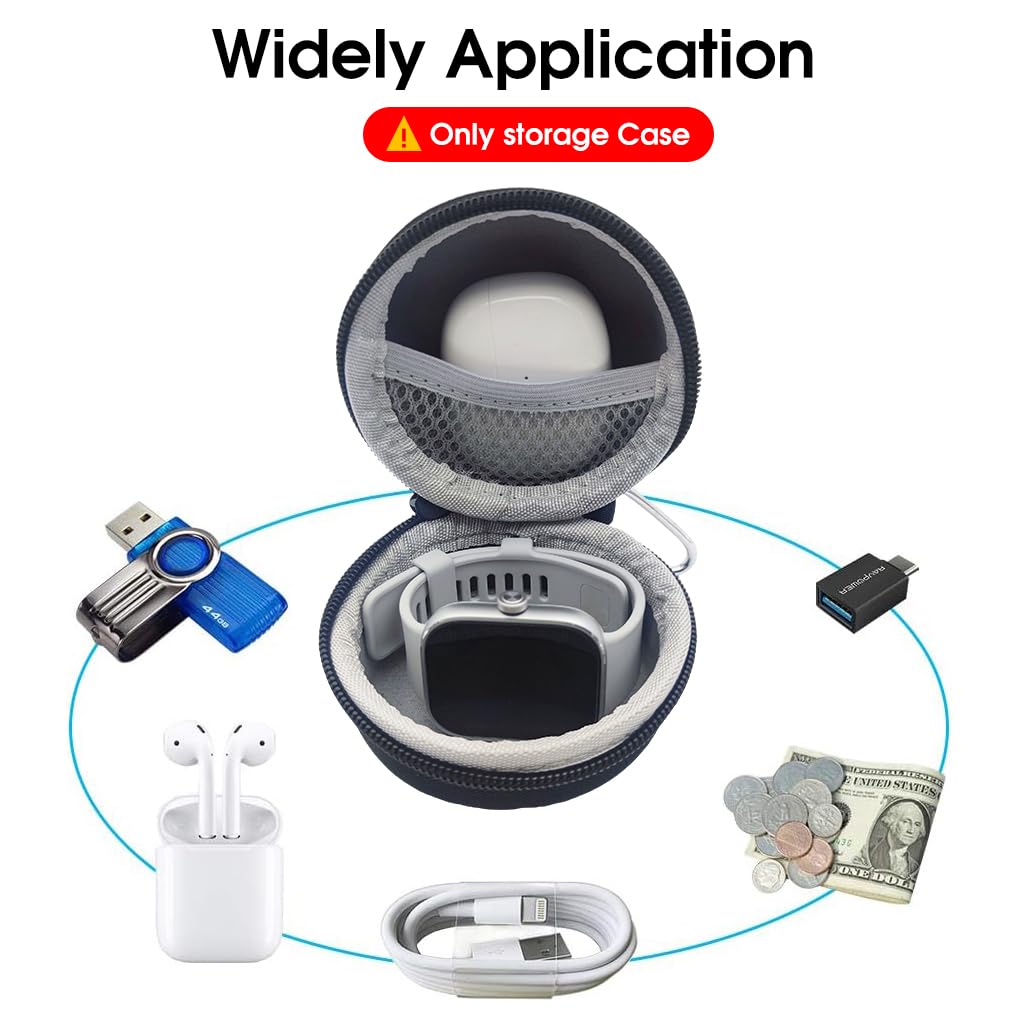 ZORBES Travel Case for Apple Watch featuring EVA Hard Shell Protection 9.5x9.5x7 cm | Portable Organizer with Carabiner