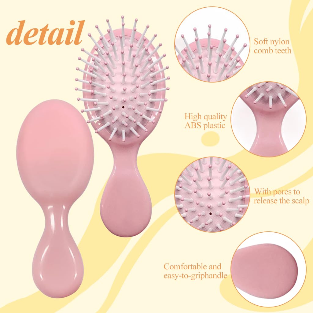 MAYCREATE® 12 Pieces Mini Wet Hair Brush, Travel Detangling Brush, for Most Hair Types, with Ease Knots Without Tears or Breakage