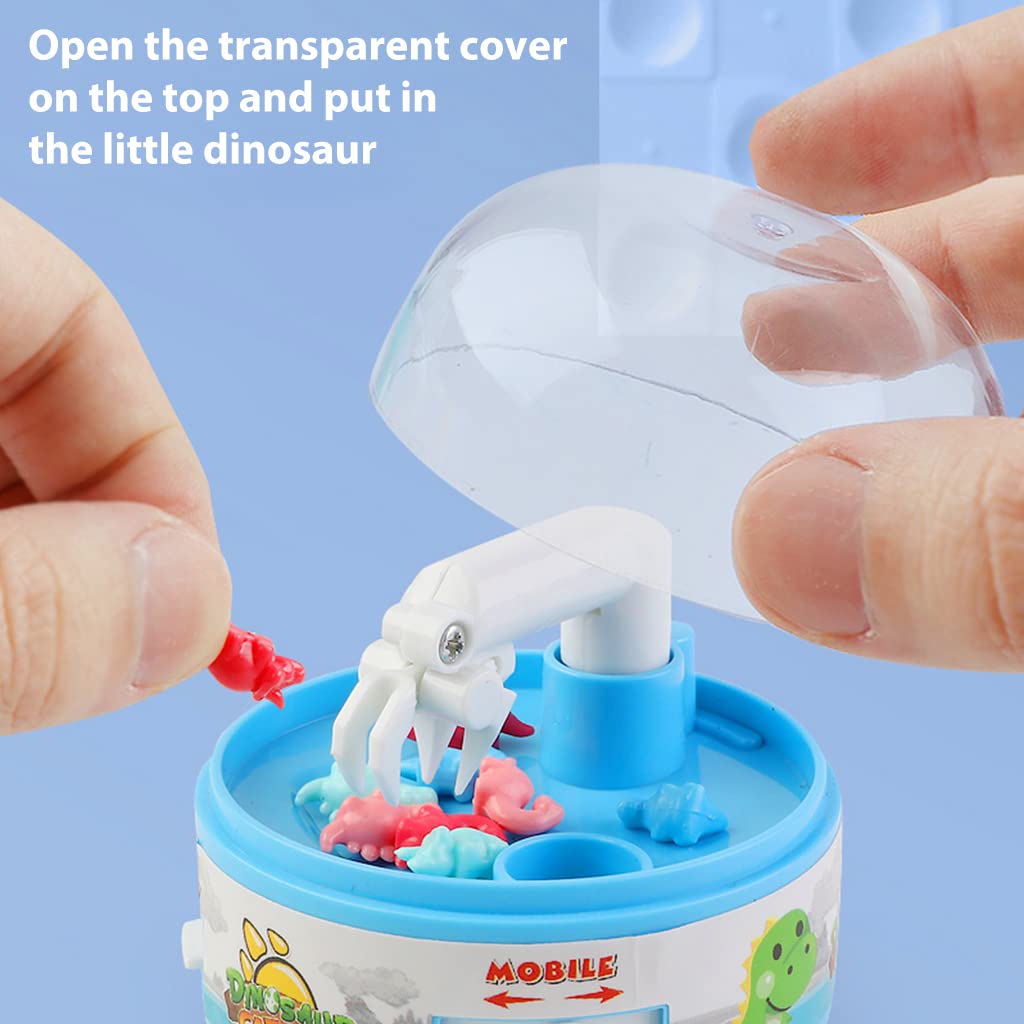 PATPAT® Mini Claw Machine for Kids, Dinosaur Toys Claw Machine Prizes, 8 Tiny Dinosaur Toys, Miniature Toys for Kids, Desktop Claw Machine Toy, Birthday Gifts for 3-8 Years Old Boys and Girls (Blue)