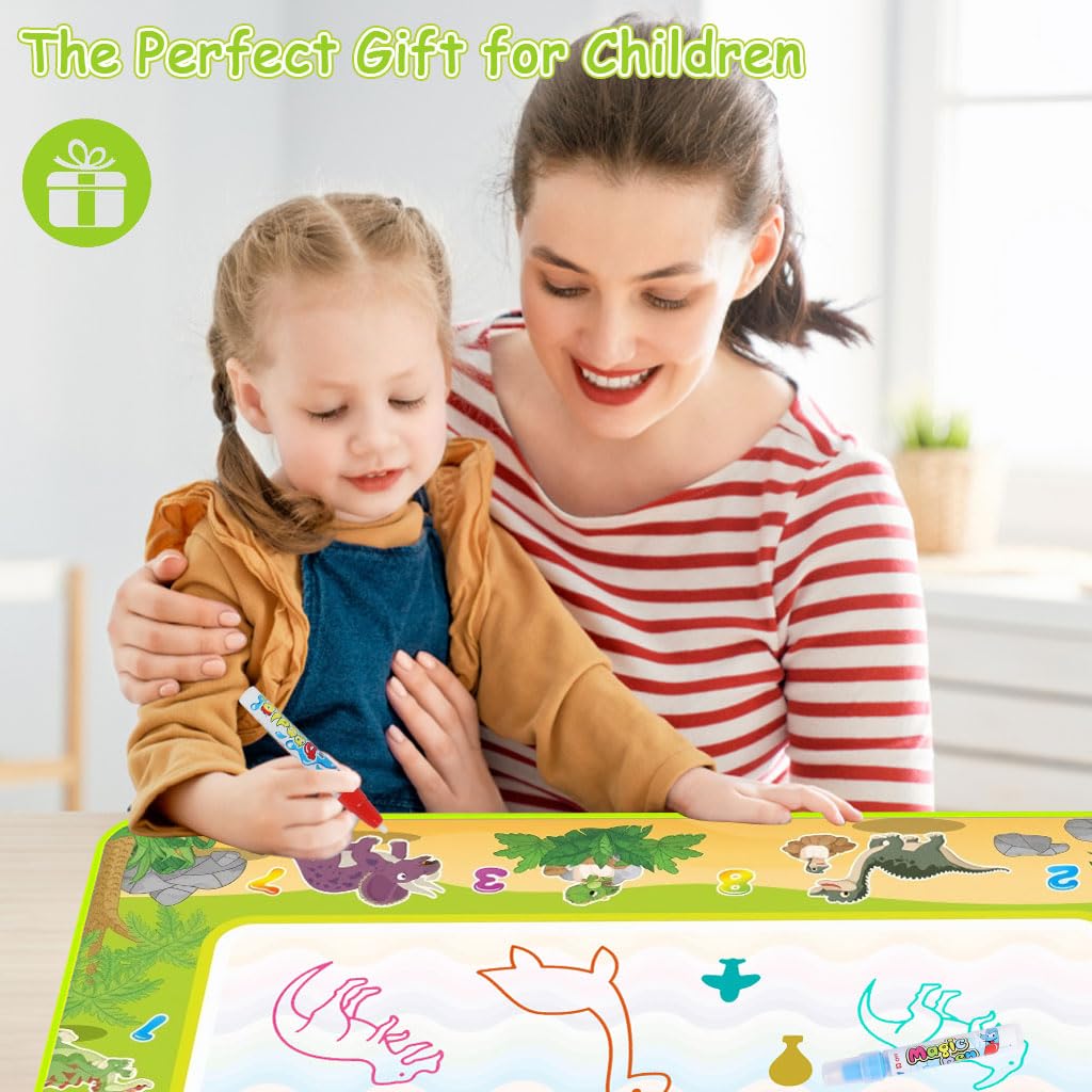 PATPAT Magic Water Doodle Mat for Kids with Water Pens and Stamps 100x80cm | Mess-Free Fun