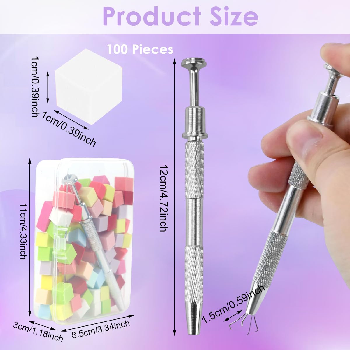 MAYCREATE Nail Sponges for Ombre with Grabbing Pen and Storage Box | 100PCS DIY Gradient Tools