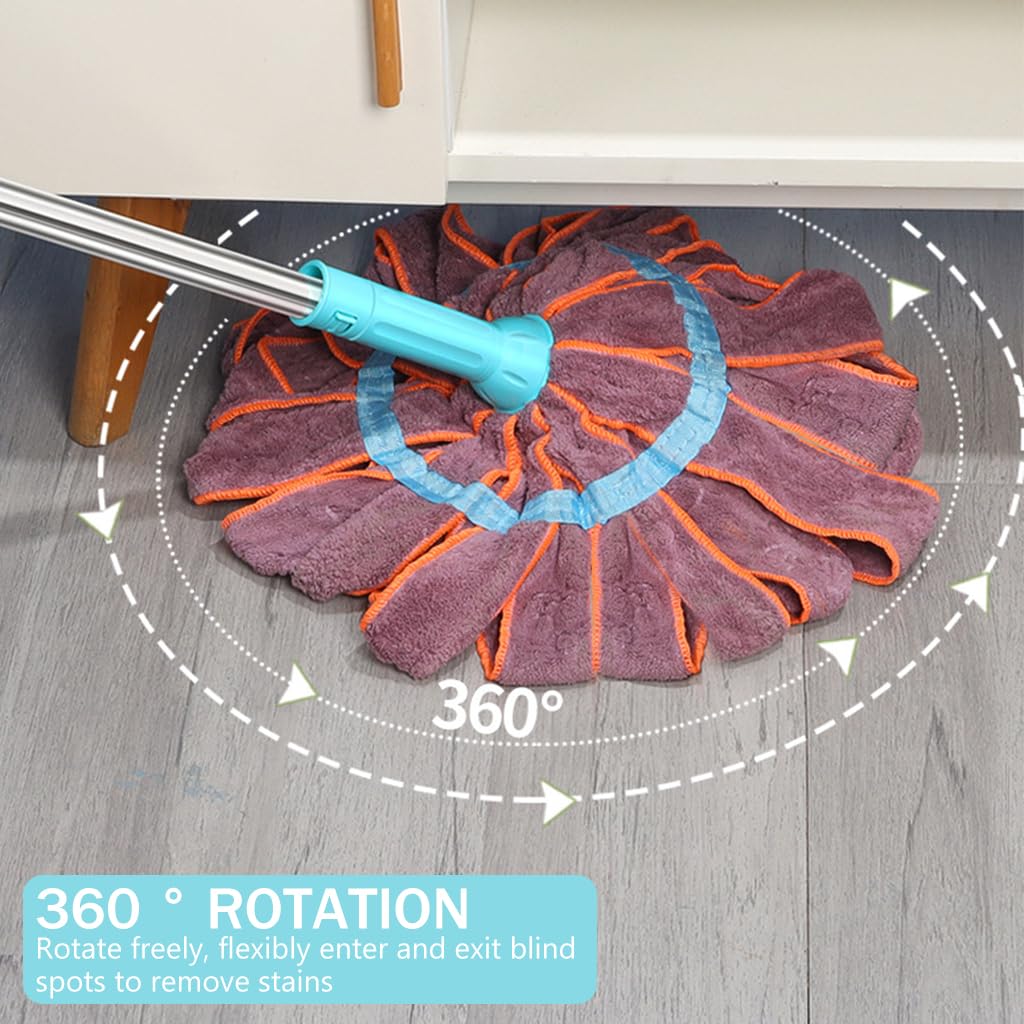 HASTHIP Cloth Floor Mop for Wet and Dry Cleaning with 32.6–50.3 in Retractable Handle | Adjustable Angle Coral Velvet Head