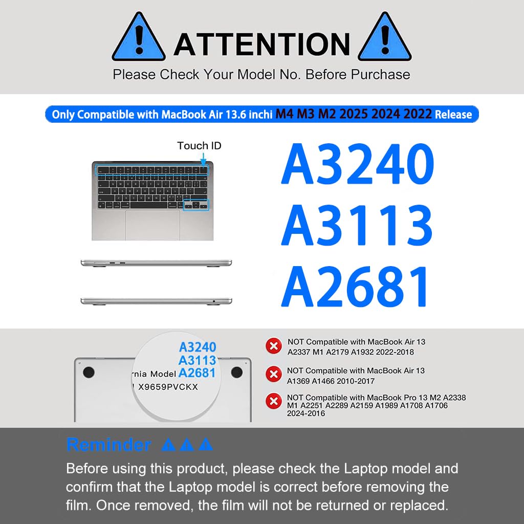 ZORBES Foldable Kickstand Laptop Cover for MacBook Air 13.6 inch with Clear Hard Shell | Scratch Resistant PC Case for M4 M3 M2 Models