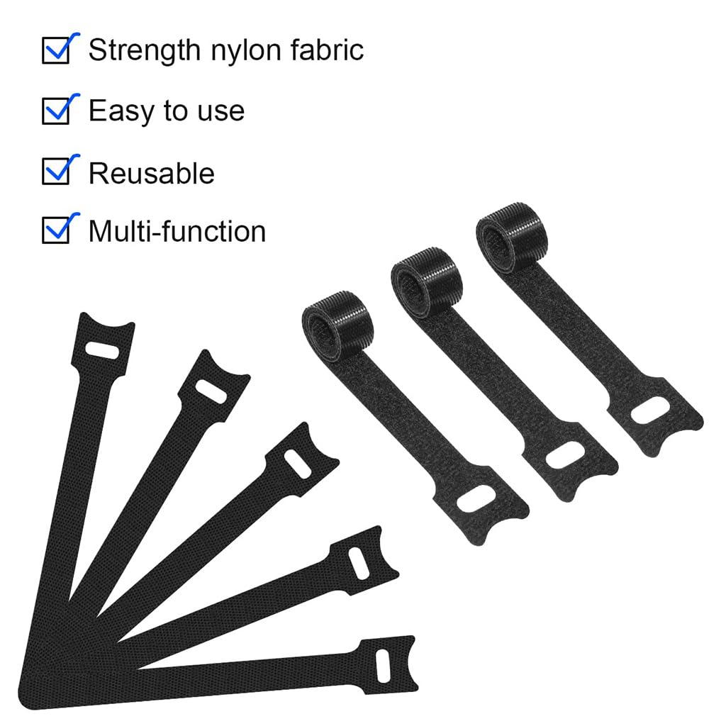 ZIBUYU Cable Organisers for Desk and TV Setup with Self Adhesive Velcro Straps 100pc | Reusable Nylon Ties