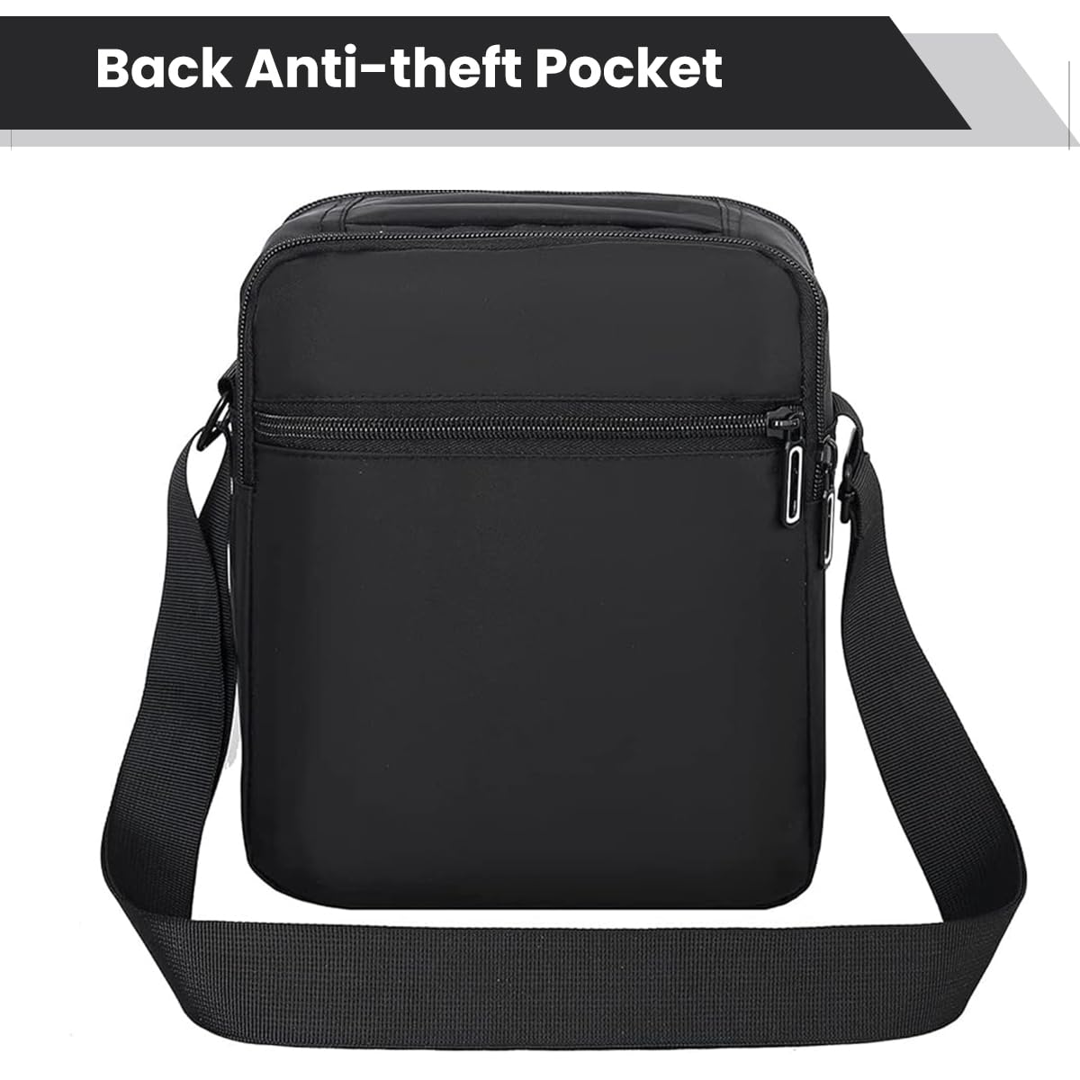 GUSTAVE Messenger Bag for Men with 20x12x26cm Compartments and Waterproof Oxford Cloth | Classic Black Crossbody for Travel and Daily Use