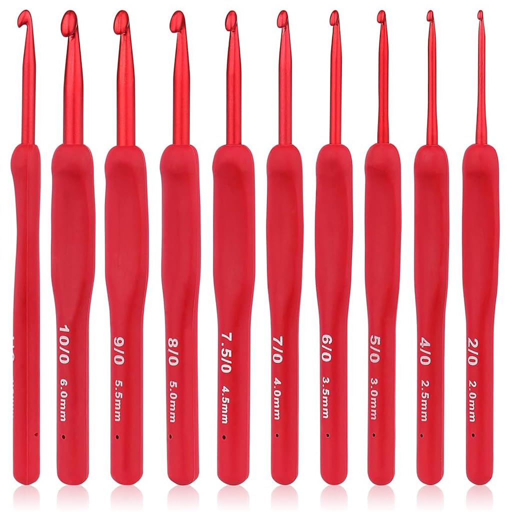 ZIBUYU Crochet Hooks Kit for DIY Projects featuring 9 pcs 2.0–6 mm Aluminum and TPR Handles
