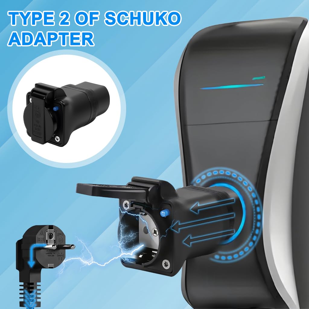 STHIRA Type 2 to Schuko Plug Adapter for Travel and Home Use with 16A 220V Power | Compact and Safe EU Converter