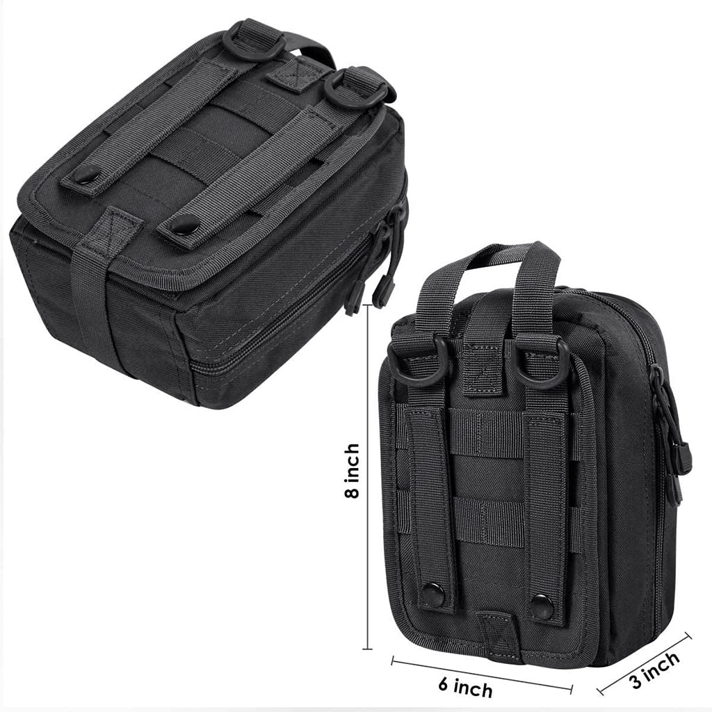 PROBEROS First Aid Box for Travel and Outdoor Use with 20.5x15x10cm Folding Interior | Black Oxford Cloth