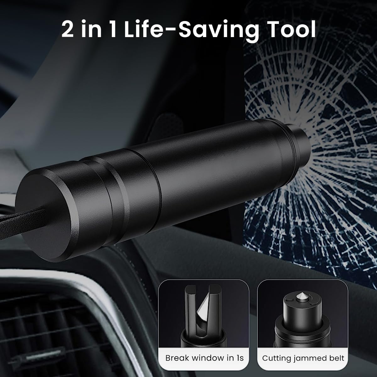 STHIRA® 2 in 1 Car Window Breaker with Seat Belt Cutter Glass Breaker Car Safety Hammer Escape Tools Window Breaker Car Safety Tool Emergency Escape Tool