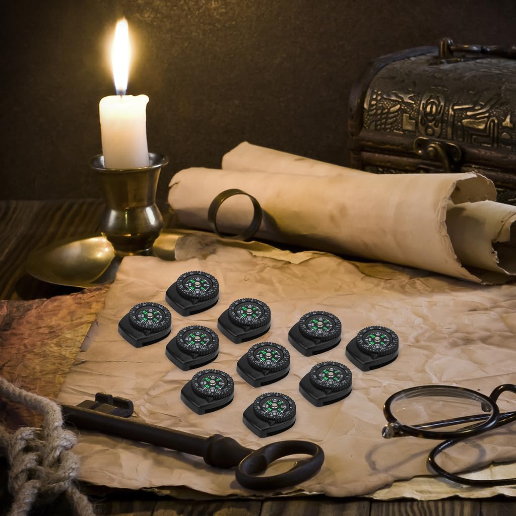 PROBEROS Mini Compass for Watch Band featuring 1.1 in Clip-on Waterproof Design | 10 Pcs Set for Hiking and Survival