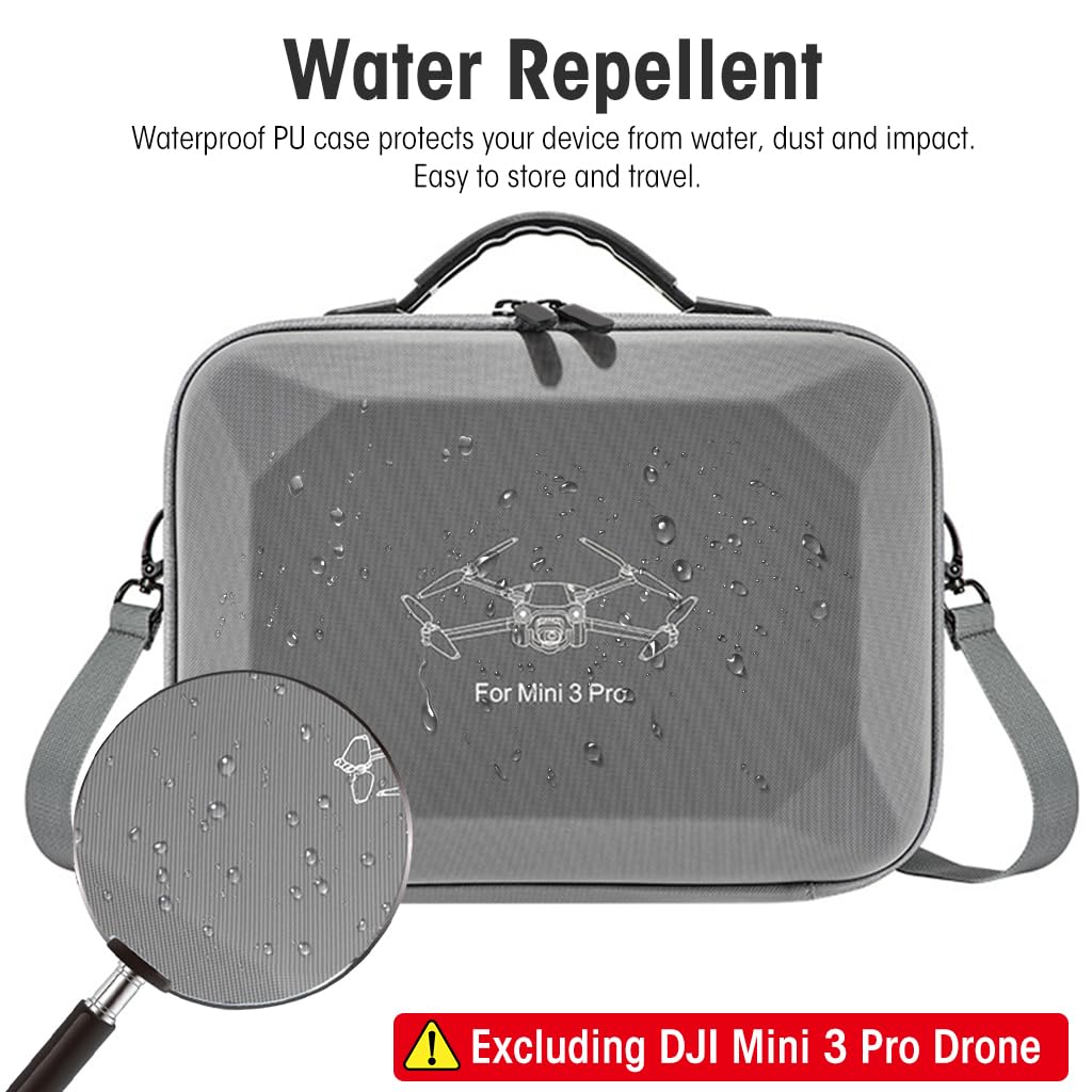 Zeitel Carrying Case for DJI Mini 3 Pro with Waterproof PU Cover and Shoulder Strap | Hard Travel Storage Bag for Drone Accessories