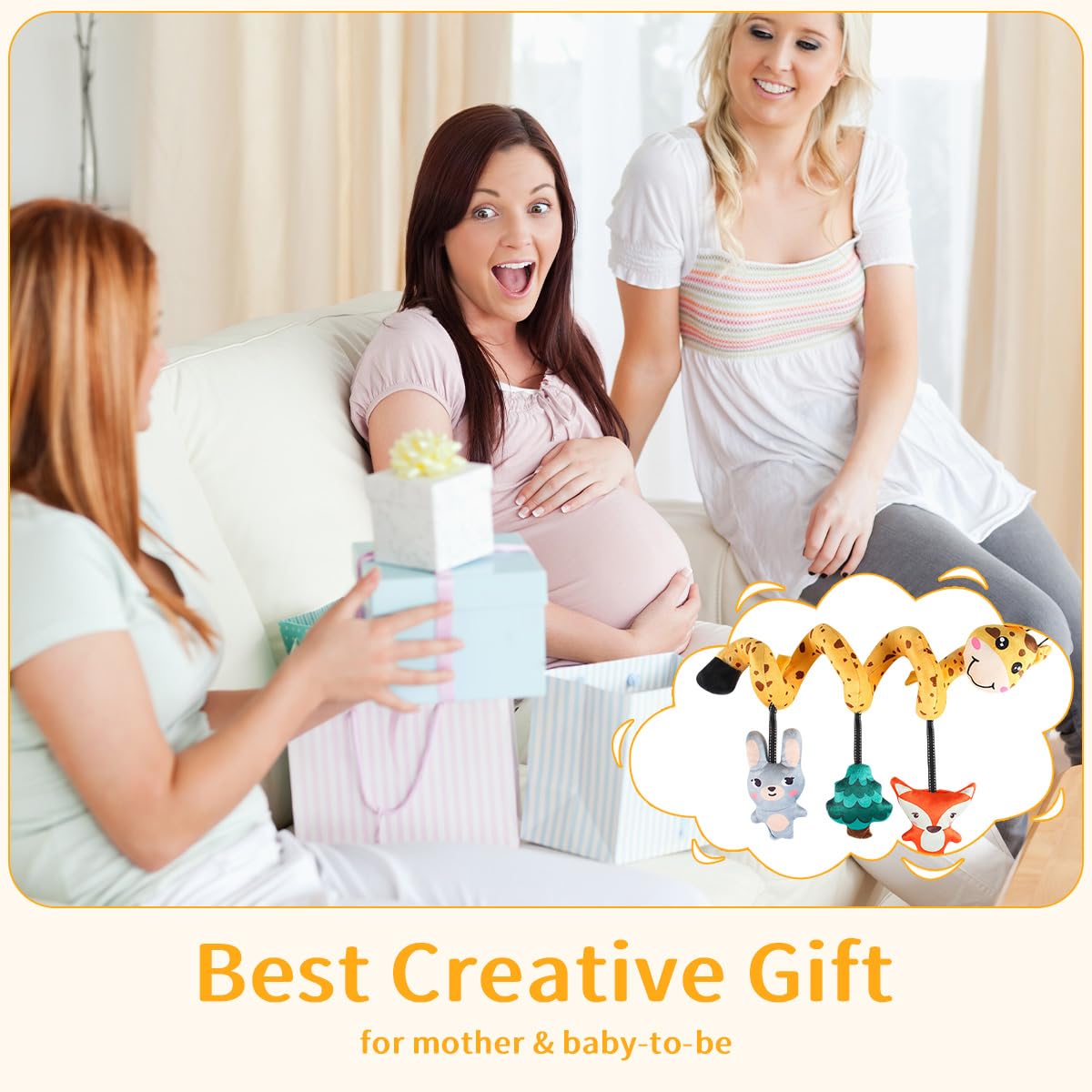 SNOWIE SOFT Giraffe Stroller Toy for Baby with Spiral Attachment and Plush Fabric | Sensory Play for 6 to 12 Months